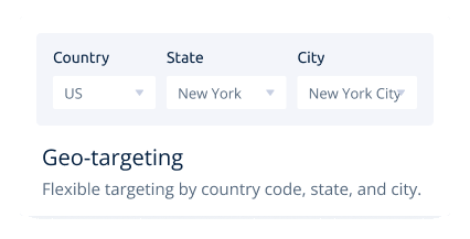 LunaProxy client geo-targeting panel with country, state and city selectors